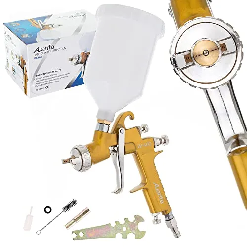 Auarita LVMP Technology Spritzpistole W-400 2,5 mm Düse - Farbspritzpistole mit LVMP-Technologie für effizientes Lackieren, geringer Luftverbrauch und ideal für Profis und Heimwerker. 600 ml Behälter und drei Einstellmodi für präzise Materialkontrolle.
