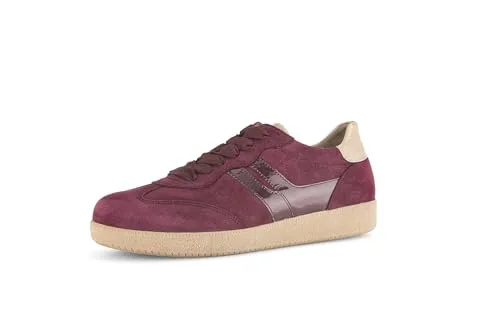 Gabor Damen Low-Top Sneaker - Bequeme Halbschuhe für Freizeit und Sport - Damen-Sneaker aus hochwertigem Rauleder und Glattleder, mit flacher TR-Sohle für optimalen Komfort und Stil in aubergine/beige.