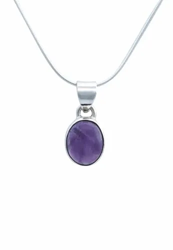 mantraroma echt Silberkette mit Amethyst lila Edelstein Damen Kettenanhänger 925 Sterlingsilber Halskette Geschenk (AK3-172-01-50)