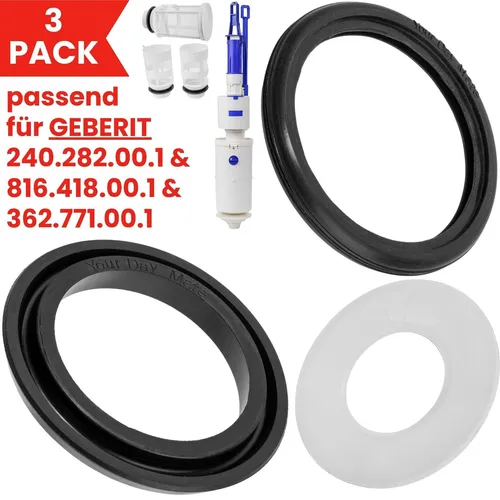 Bassin- Spülrohr- Heberglocke Dichtung Set für Geberit Spülkästen - WC-Teile & -Aufsätze, 3-teiliges Dichtung Set aus Silikon und EPDM, passend für Geberit Spülkästen, ideal für zuverlässige Reparaturen und Dichtheit im Badezimmer.