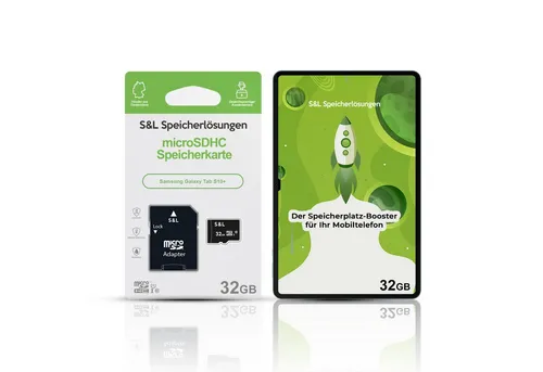 Tec-Expert microSD Karte S&L für Samsung Galaxy Tab S10+ Speicherkarte (32 GB, Class 10, microSDHC)