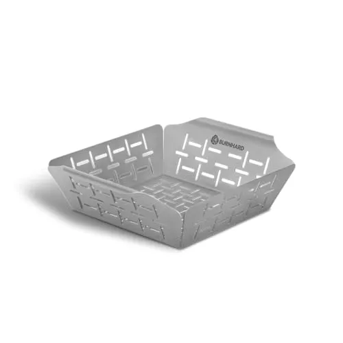BURNHARD Grillschale Grillkorb aus Edelstahl, 23,5x19x5,5 cm - Grillschalen aus Edelstahl, backofenfest und spülmaschinengeeignet – ideal für perfekten Grillgenuss und einfache Reinigung.