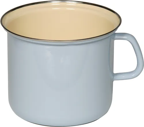 Riess Topf mit Chromrand 18 cm - 3,00 l blau - Hochwertiger Emaille-Kochtopf, ideal für alle Herdarten, energiesparendes Kochen und in fröhlichem Retro-Design. Perfekt für Eintöpfe, Currys und mehr!