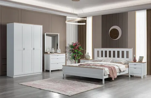 Schlafzimmer Set komplett 5tlg. Weiß mit Schrank, Bett, Kommode und Nachttischen - Modernes Schlafzimmer Set für Jugendliche und Erwachsene. Inklusive Bett mit Liegefläche 160x200 cm, stilvollem Schrank und praktischen Nachttischen. Perfekt für eine harmonische Raumatmosphäre.