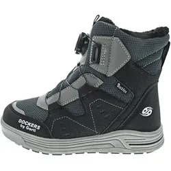 Dockers by Gerli Stiefel grau|schwarz 32 EU - Wanderschuhe mit Color-Blocking-Optik, ideal für Casual-Looks, ausgestattet mit Schnellschnürsystem und komfortablem Lederimitat-Innenfutter.