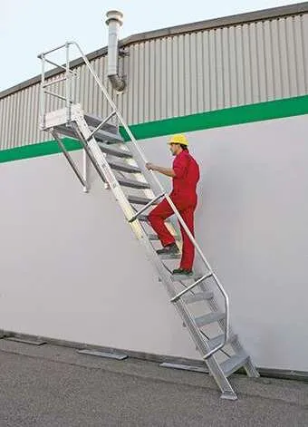MUNK Aluminium-Treppe Plattform 60° 8 Stufen von Günzburger Steigtechnik