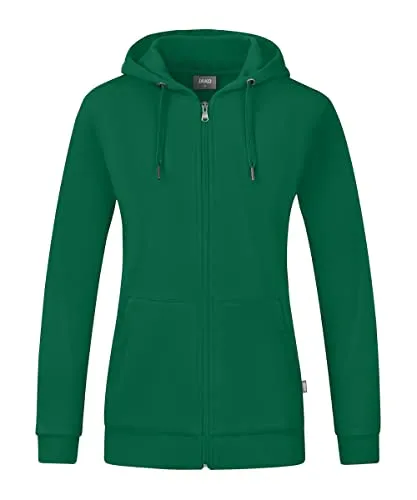 Jako Women Basic Kapuzenjacke Organic, Grün, C6820-260, Größe 48 - Funktionsjacke aus kontrolliert biologischer Baumwolle, weich angeraut, 60 °C waschbar, ideal für umweltbewusste Modebewusste.