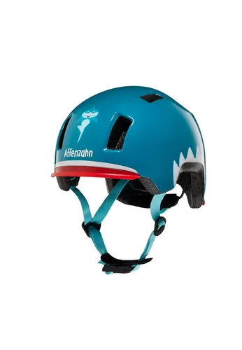 Affenzahn Fahrradhelm Hai - Petrol für Kinder - Robuster Fahrradhelm für Jungen und Mädchen, mit individuell verstellbarem Drehrad für sicheren Sitz und integrierten Rücklicht für optimale Sichtbarkeit.