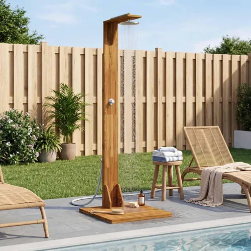 Maison Exclusive Gartendusche aus Akazienholz und Edelstahl, 219 cm