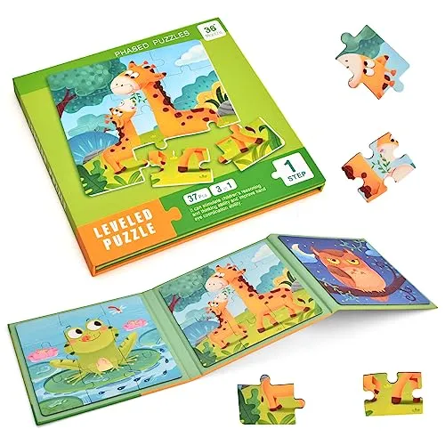 Vesaneae Kinderpuzzle 3-in-1 Magnetpuzzle, Magnetisches Tier Puzzle