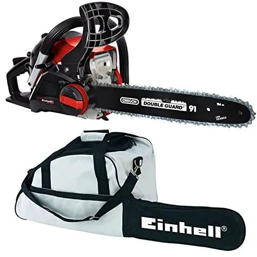 Einhell Benzin-Kettensäge C-PC 1435 I TC Set – 35 cm Schwertlänge mit OREGON-Qualität - Die handliche Benzin-Kettensäge C-PC 1435 I TC Set überzeugt mit 1.400 Watt Leistung und einem 35 cm langen Qualitätsschwert. Ideal für Brennholz und Fällarbeiten, bietet sie Sicherheit und Komfort bei jedem Einsatz.