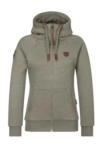 naketano Kapuzenpullover Brazzo - Funktionsjacke aus 65% Baumwolle und 35% Polyester, ideal für Komfort und Stil in der Freizeit, Farbe: Olive Melange, Größe: L