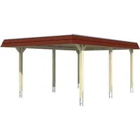Skan Holz Carport Wendland Natur 409 x 628 cm mit EPDM-Dach