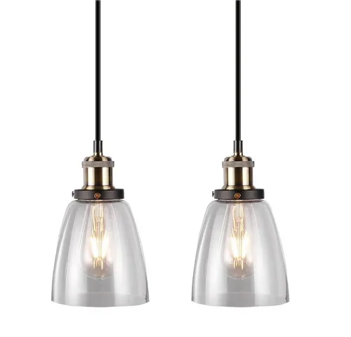 2er Set Decken Hänge Lampen aus klarem Glas von V-TAC