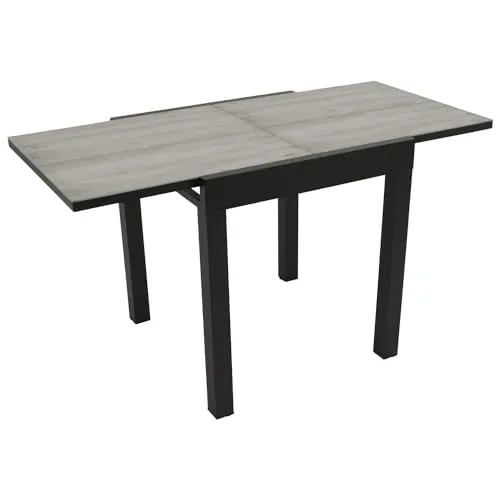 DEGAMO Balkon-Ausziehtisch FARO 70/140x70cm - Gartentisch aus pulverbeschichtetem Aluminium und Sicherheitsglas in Keramikoptik, ausziehbar von 70 auf 140cm, ideal für gemütliche Balkonabende.