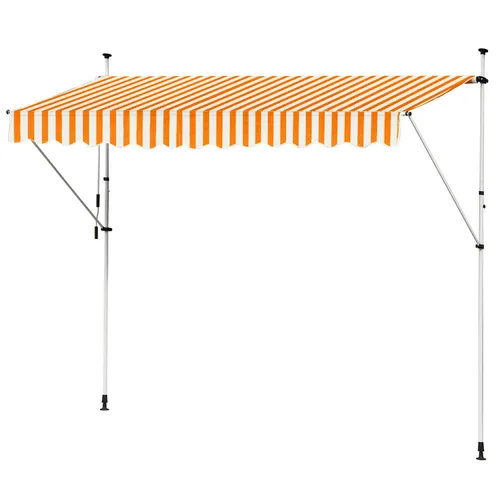 Markise Klemmmarkise Einziehbar Balkonmarkise Gelenkmarkise Sonnenschutz Manuell Kurbel Orange Weiß 350 cm Kingpower