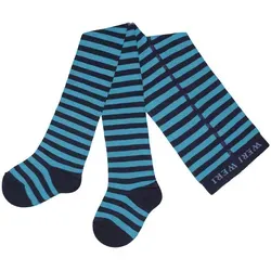 WERI SPEZIALS Strumpfhersteller GmbH Strickstrumpfhose Kinder-Strickstrumpfhose „Weihnachten Ringel“ aus weicher Baumwoll blau 122-128