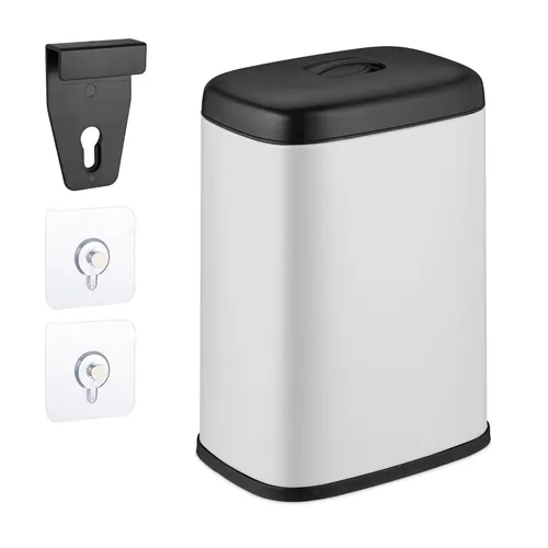 relaxdays Kosmetikeimer Hängender Mülleimer 5 Liter, weiß - Praktischer 5 Liter Hängemülleimer für Küche oder Bad, platzsparend und stylish. Mit abnehmbarem Deckel und Inneneimer für einfache Entsorgung, ideal für jede Einrichtung.