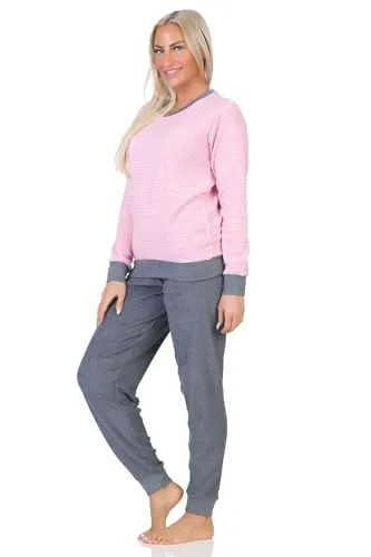 Normann Damen Frottee Langarm Schlafanzug - bequemer Pyjama in Übergrößen, Farbe: pink, Größe: 40-42 - Kuschelweicher Frottee Schlafanzug mit Bündchen für optimalen Tragekomfort. Perfekt für kühlere Nächte und in verschiedenen Größen erhältlich. Zeitloses Design und geprüfte Qualität für entspannte Nächte.