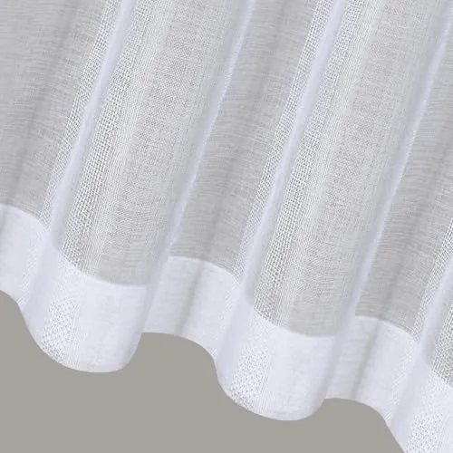 Happy Home Scheibengardine „Bea“ 140 x 50 cm | halbtransparente Kurzgardine mit Stangendurchzug | Elegante weiße Bistrogardine für Küche, Wohnzimmer & Bad