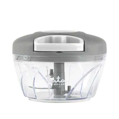 JATA Home HMAQ4557 Manueller Zerkleinerer mit Seil für alle Arten von Lebensmitteln, 3 Schnitthöhen, Klinge aus Edelstahl, Fassungsvermögen 400 ml, BPA-frei