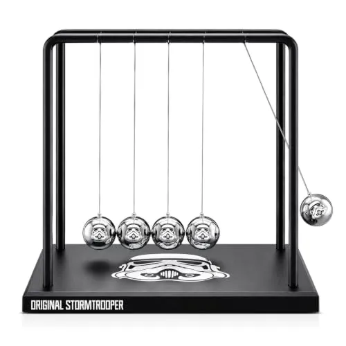 mikamax Original Stormtrooper Newton-Pendel mit 5 Metallkugeln | Collector-style Newton's cradle, fully mechanical without batteries, 750 g, for desk, office, shelf and display cabinet
