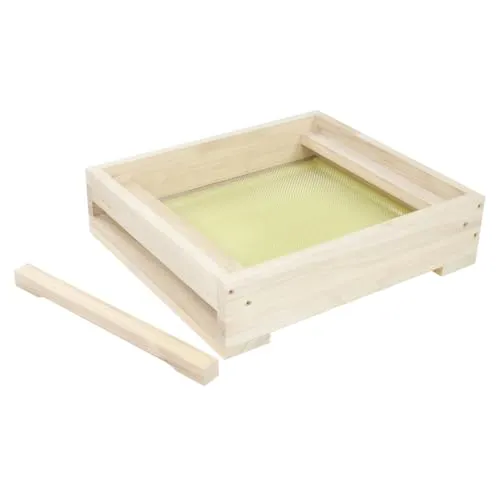 Deutsch Normal Hochboden für 10x Rähmchen aus Massivholz inkl. Fluglochkeil & Varroaschieber (46,5 X 42 cm)