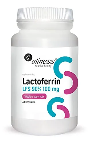 Aliness Lactoferrin LFS 90% 100mg, Widerstand, Nahrungsergänzungsmittel, 30 kapseln