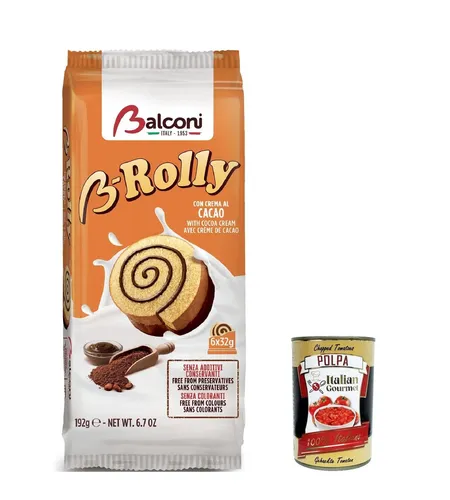 3x Balconi B-Rolly Snack mit Kakaocreme 192g+Italian Polpa 400g