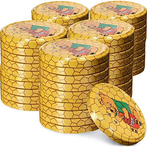 KADAX Schraubdeckel fi82 mm, Twist-Off-Deckel Set aus Metall, Ersatzdeckel für Einmachgläser, Deckel mit 6 Einrastzähnen für Sturzgläser und Einmachgläser (Winnie Puuh, 50 Stück)