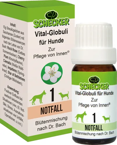 Schecker Vital Globuli Notfall für Hunde Blütenessenzen nach der Lehre von Dr. Bach