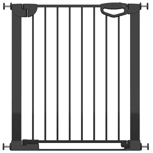 Geuther Türschutzgitter Easylock Flatstep Schwarz I Treppenschutzgitter zum Klemmen oder Bohren I Breite 76-83 cm I Türschutz für Ihr Baby & Haustier I Kinderschutzgitter beidseitig öffnend