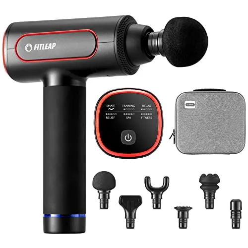 Fitleap Massagepistole, Massage Gun Pro mit 6 Köpfen und 6 Modi, Muskel Massagegerät mit 3200 U/min und USB-C Ladeanschluss für Nacken, Rücken, Schulter und Beine