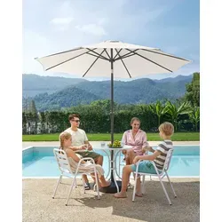 SONGMICS Sonnenschirm mit Kurbel, UPF 50+, knickbar, 264cm - Beige Gartenschirm für 3-5 Personen, mit Kurbel und knickbarer Funktion für optimalen Sonnenschutz. UV-beständig und ideal für Garten oder Balkon.