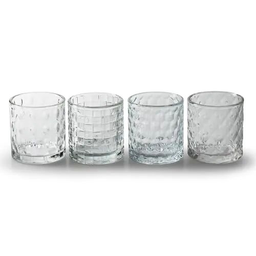 Kleine Teelichtgläser Vintage Klar Mit Noppen - 12 Stück - Teelichthalter im Vintage Look, konische Form mit Noppenmuster, vielseitig einsetzbar als Tischdeko oder kleine Vase - ideal für festliche Anlässe.