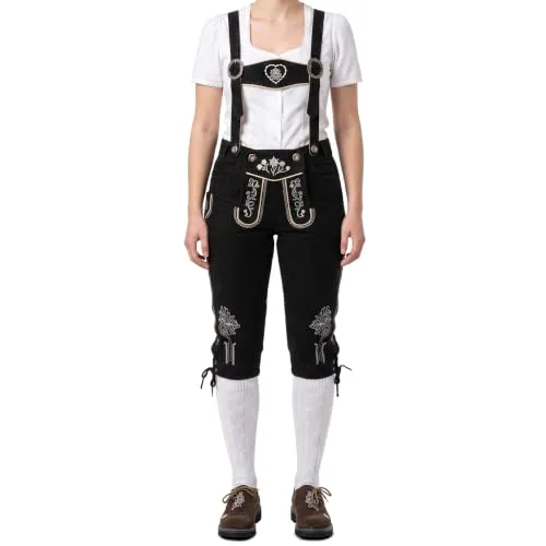 German Wear Damen Trachten Kniebundhose mit Hosenträgern