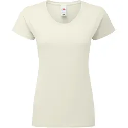 Fruit of the Loom LADIES RINGSPUN PREMIUM T - Damen T-Shirt aus 100% gekämmte, ringgesponnene Baumwolle, natur, XS