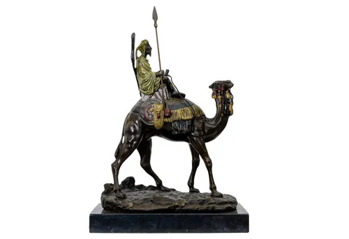 Aubaho Dekoobjekt Bronzeskulptur Dromedar Reiter im Antik-Stil - Massive Bronzeskulptur auf Steinplinthe, handgefertigt und einzigartig. Ideal für stilvolle Dekorationen im antiken Stil. Maße: 25 x 32 x 15 cm, Gewicht: 6,4 kg.