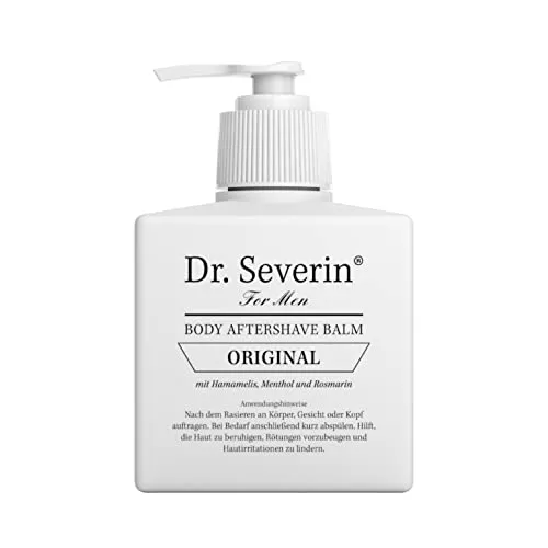 Dr. Severin® Men Original Body Aftershave Balsam I gegen Rasierpickel I befreit von Irritationen I Kühleffekt I aluminiumfrei I vegan I 2 in 1 I für den ganzen Körper I Pumpspender I 200 ml