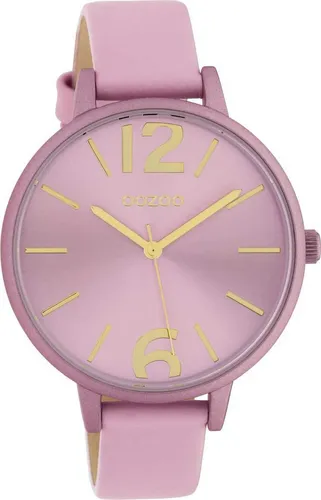 Oozoo Damenuhr C10441 mit Lederband 40 MM in Rosa - Armbanduhren für Damen, elegante analoge Uhr mit hochwertigem rosa Lederarmband und 2 Jahre Herstellergarantie – perfekt für jeden Anlass!