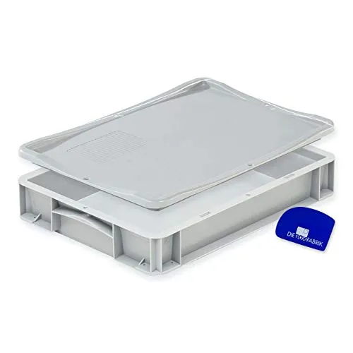 DIE BOX FABRIK Pizzaballenbox mit Deckel (40 x 30 x 7 cm) Kunststoffbehälter für Pizzateig, Stapelbehälter, Teigwanne, Gärbox, Teigbox (1x Box mit 1 Deckel)