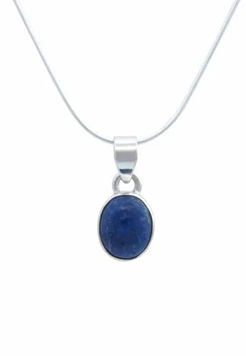 mantraroma echt Silberkette mit Lapis Lazuli blauer Edelstein Damen Kettenanhänger 925 Sterlingsilber Halskette Geschenk (AK3-172-06-50)