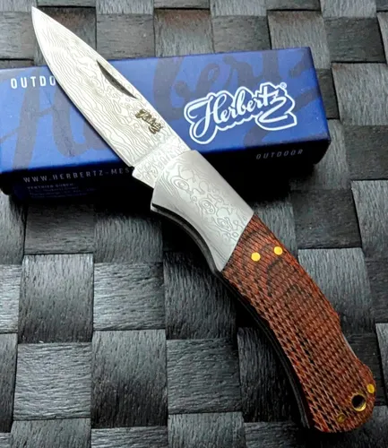 Kleines edeles Herbertz Taschenmesser AISI 420 rostfrei, Back Lock Pakkaholz
