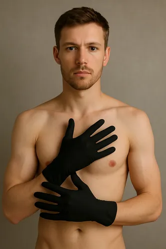 Weihnachten Nikolaus Santa Knecht Ruprecht Handschuhe kurz schwarz Handgelenk