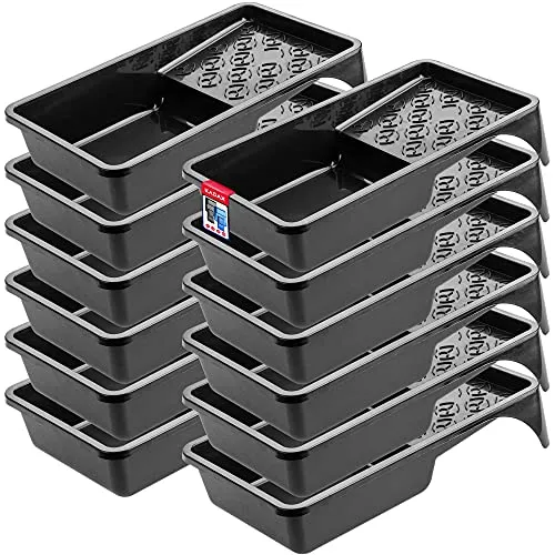 KADAX Farbwanne, Farbschale aus Kunststoff, Maler Lackierschale für Wandfarbe, Lackierwanne mit kleinem Griff, Malerzubehör, Lackwanne, Malerbedarf, Lackschale (12, schwarz)