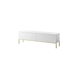 Selsey TV-Schrank Bemmi, Weiß, 150x46x32 cm - Moderne TV-Halterung aus Holzwerkstoff mit praktischem Stauraum und hohen Füßen für mühelose Reinigung – ideal für jedes Wohnzimmer.