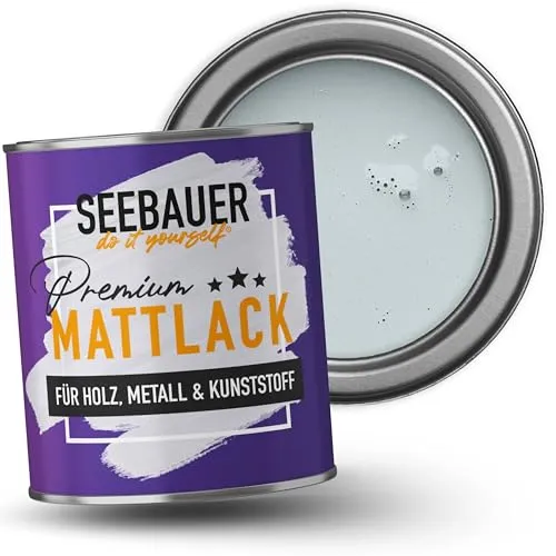 SEEBAUER DIY Mattlack Blau 375ml - Hybrid-Lack für Möbel und mehr - Hochwertiger Mattlack mit modernster Hybrid-Technologie für Holz, Metall und Kunststoff. Schnelltrocknend, extrem robust und wasserbasiert – ideal für Innen- und Außenanwendungen mit hoher Deckkraft.
