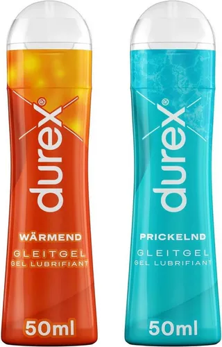 Durex Play Gleitgel Ausprobierpaket | Prickelnd & Wärmend (2 x 50ml) - Gleitmittel für mehr Abwechslung im Liebesleben, sorgt für prickelnde und wärmende Effekte, ideal für sinnliche Momente zu zweit.