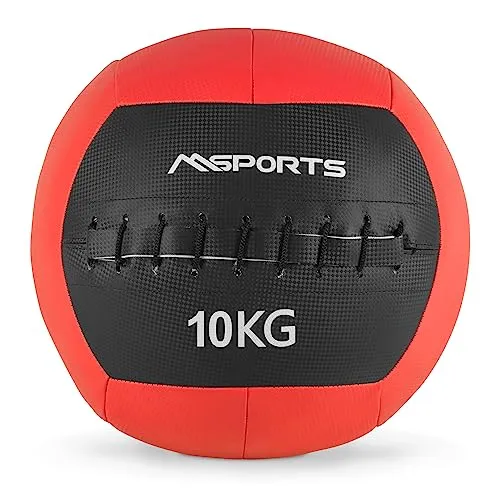 MSPORTS Wall-Ball Premium Gewichtsball 10 kg - Rot - Der MSPORTS Wall-Ball eignet sich ideal für den professionellen Einsatz im Studio oder für das Training zu Hause. Hergestellt aus robustem Material, garantiert er optimalen Halt und ist leicht abwaschbar.