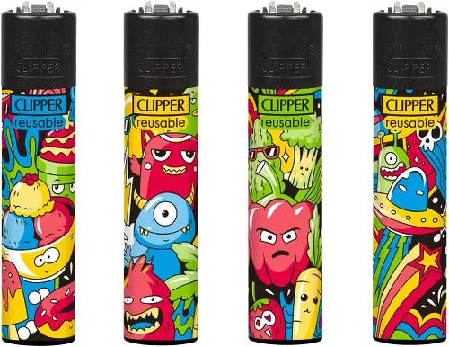 Clipper Feuerzeug 4er Set: (Doodle Art)